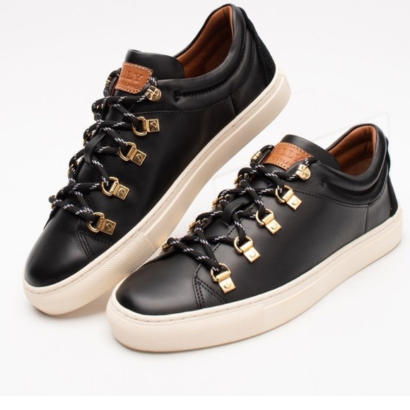 Bally Black Leather Sneakers with Gold Details (size 8) - Picture 1 of 7
